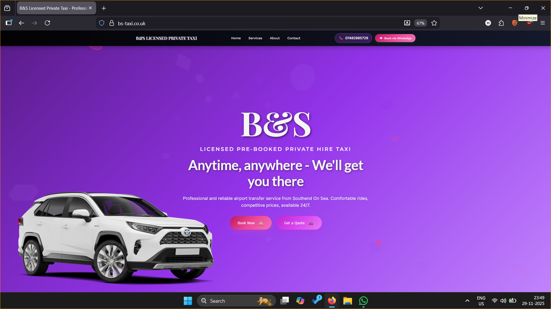 B&S Private Taxi Website
